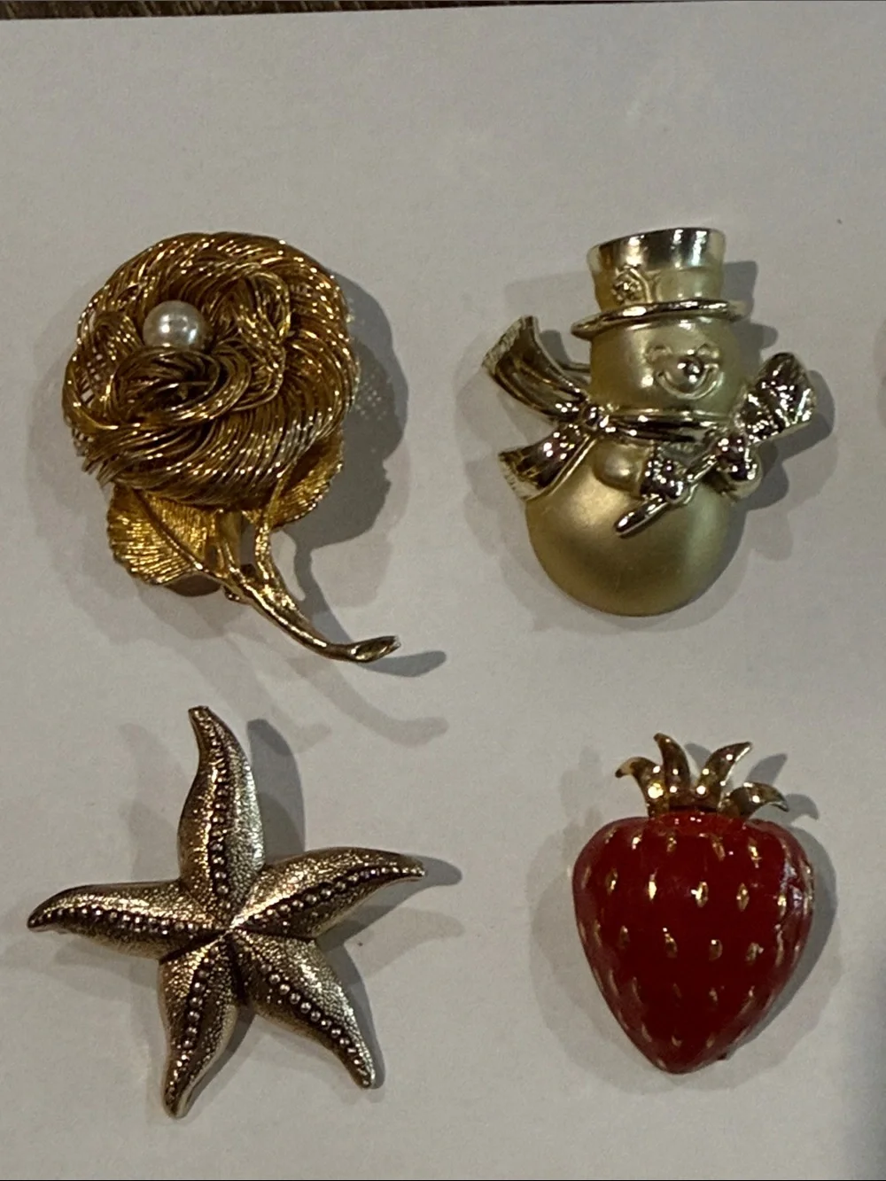 Vintage lot of 12 Assorted Brooch Pin Set / 3 Signed Ali Cathe and Avon Goldtone